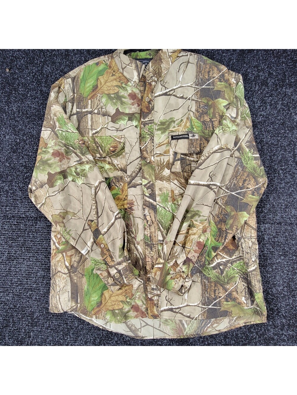 Vintage Winchester Vented Camo Shirt Mens L Button Up Long Sleeve Hunting 2001